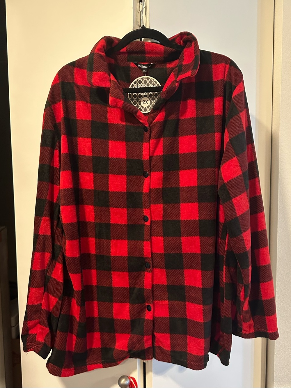 Red & Black Buffalo Plaid Button-Front Shirt NWT 2x fits like 1x